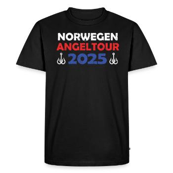 Voyage de pêche en Norvège 2025 Idée cadeau de voyage de pêche - T-shirt Premium bio Homme - noir - Devant - Nico (187cm)