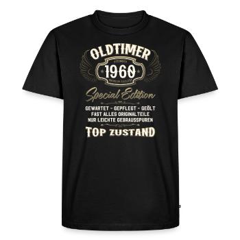 65ème Anniversaire Voiture Classique Décembre 1960 Millésime 60 - T-shirt Premium bio Homme - noir - Devant - Nico (187cm)