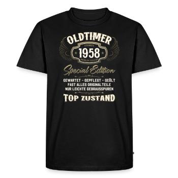 66e anniversaire Voiture de collection Décembre 1958 Volume 58 - T-shirt Premium bio Homme - noir - Devant - Nico (187cm)
