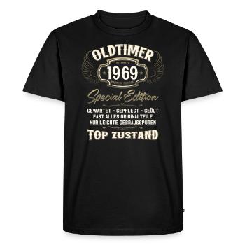 55th Birthday Oldtimer December 1969 Volume 69 - Men's Premium Organic T-Shirt - black - Front - Nico (187cm)