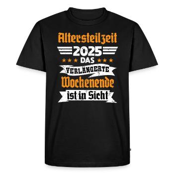Partial retirement 2025 Fun retirement - Men's Premium Organic T-Shirt - black - Front - Nico (187cm)