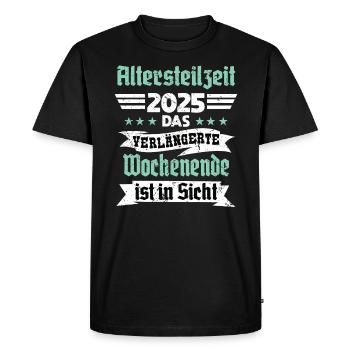 Partial retirement 2025 The long weekend - Men's Premium Organic T-Shirt - black - Front - Nico (187cm)