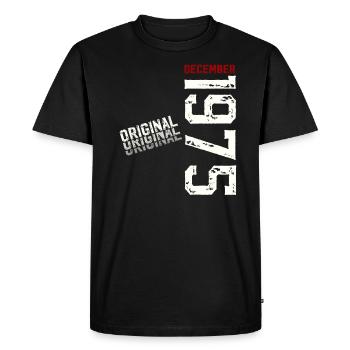 50th Birthday Original December 1975 Volume 75 - Men's Premium Organic T-Shirt - black - Front - Nico (187cm)
