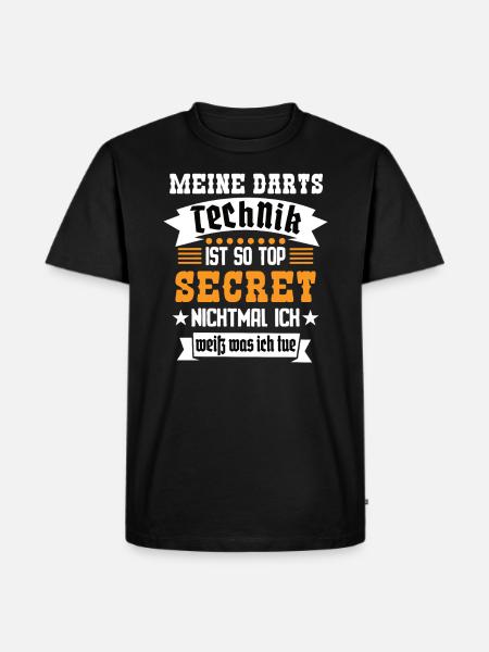 Meine Darts Technik Ist Top Secret Lustiges Dart - Männer Premium Bio T-Shirt - Schwarz