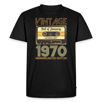 54ème Anniversaire Millésime Janvier 1970 Cassette 1970 - T-shirt Premium bio Homme - noir - Devant - Nico (187cm)