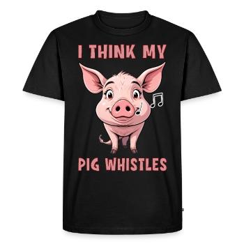 Je pense que mon cochon siffle - T-shirt Premium bio Homme - noir - Devant - Nico (187cm)