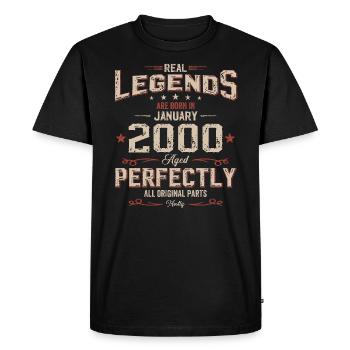25th Birthday Legendary since January Vintage 2000 - Men's Premium Organic T-Shirt - black - Front - Nico (187cm)