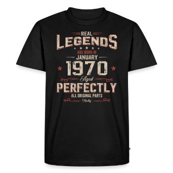 55e anniversaire Légendaire depuis janvier Né en 1970 - T-shirt Premium bio Homme - noir - Devant - Nico (187cm)