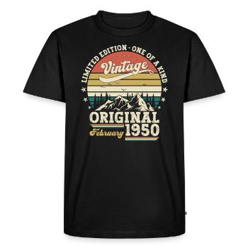 75ème anniversaire cadeau mari Original février 1950 - T-shirt Premium bio Homme - noir - Devant - Nico (187cm)