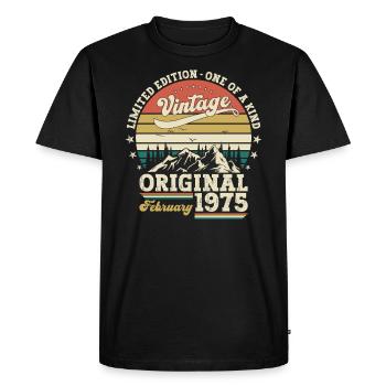 50th Birthday Gift Husband Original February 1975 - Men's Premium Organic T-Shirt - black - Front - Nico (187cm)