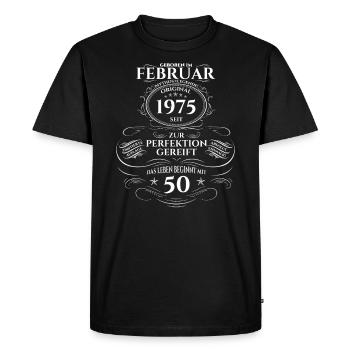 50th Birthday Gift Husband Original February 1975 - Men's Premium Organic T-Shirt - black - Front - Nico (187cm)