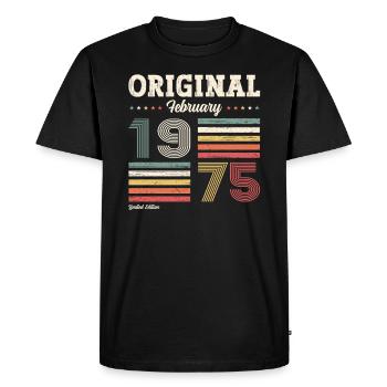 50th Birthday Gift Husband Original February 1975 - Men's Premium Organic T-Shirt - black - Front - Nico (187cm)