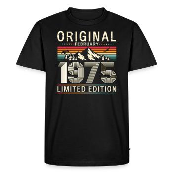50th Birthday Gift Husband Original February 1975 - Men's Premium Organic T-Shirt - black - Front - Nico (187cm)