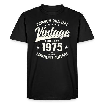 50th Birthday Gift Husband Original February 1975 - Men's Premium Organic T-Shirt - black - Front - Nico (187cm)