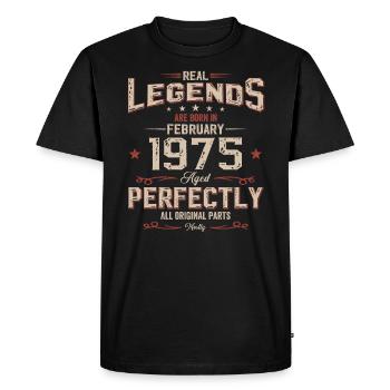 50th Birthday Gift Husband Original February 1975 - Men's Premium Organic T-Shirt - black - Front - Nico (187cm)