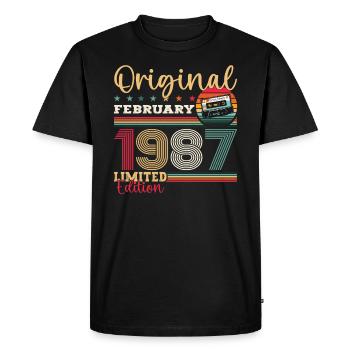 Cadeau d'anniversaire 38 ans Homme Original Février 1987 - T-shirt Premium bio Homme - noir - Devant - Nico (187cm)