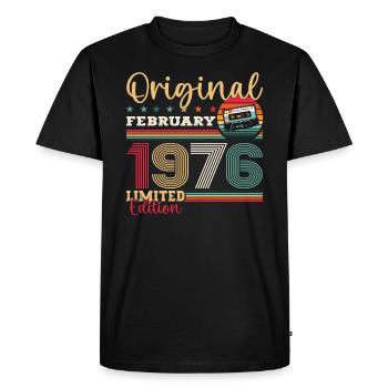 Cadeau d'anniversaire 49 ans Homme Original Février 1976 - T-shirt Premium bio Homme - noir - Devant - Nico (187cm)