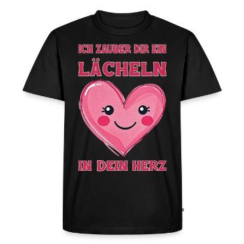 Je vais te mettre un sourire sur le cœur - T-shirt Premium bio Homme - noir - Devant - Nico (187cm)