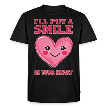 Je vais te mettre un sourire dans le cœur - T-shirt Premium bio Homme - noir - Devant - Nico (187cm)