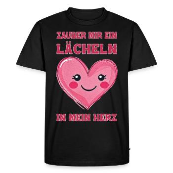 Mets un sourire sur mon cœur - T-shirt Premium bio Homme - noir - Devant - Nico (187cm)