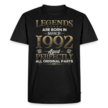 33rd Birthday Legend March 1992 Volume 92 - Men's Premium Organic T-Shirt - black - Front - Nico (187cm)