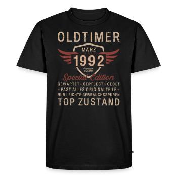 33rd Birthday Oldtimer March 1992 Vintage 92 - Men's Premium Organic T-Shirt - black - Front - Nico (187cm)