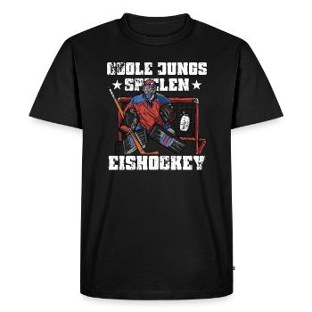 Des garçons cool jouant au hockey sur glace - T-shirt Premium bio Homme - noir - Devant - Nico (187cm)