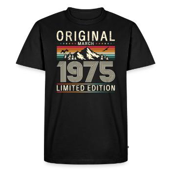 50th Birthday Gift Husband Original March 1975 - Men's Premium Organic T-Shirt - black - Front - Nico (187cm)
