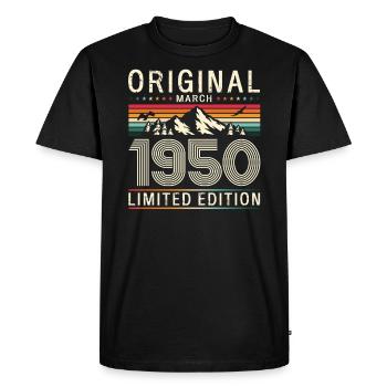 75ème anniversaire cadeau mari Original mars 1950 - T-shirt Premium bio Homme - noir - Devant - Nico (187cm)