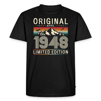 77th Birthday Original April Vintage 1948 - Men's Premium Organic T-Shirt - black - Front - Nico (187cm)