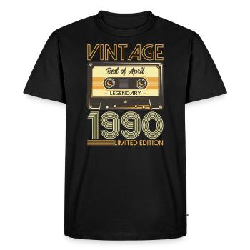 35ème anniversaire cadeau mari cassette avril 1990 - T-shirt Premium bio Homme - noir - Devant - Nico (187cm)