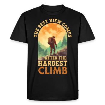 Randonnée Randonneurs Montagne Alpinisme Escalade Nature - T-shirt Premium bio Homme - noir - Devant - Nico (187cm)