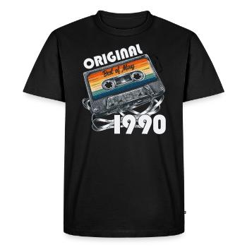 35ème anniversaire Cadeau Homme Cassette Mai 1990 - T-shirt Premium bio Homme - noir - Devant - Nico (187cm)