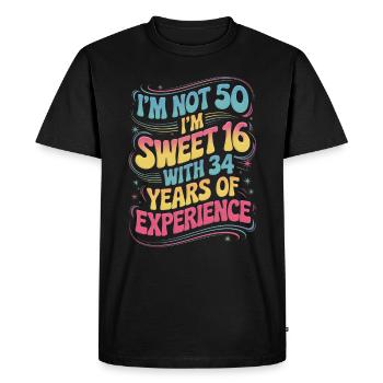 50. Geburtstag - Sweet 16 avec 34 ans d’expérience - T-shirt Premium bio Homme - noir - Devant - Nico (187cm)