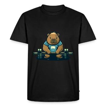 Capybara Culturistes - T-shirt Premium bio Homme - noir - Devant - Nico (187cm)