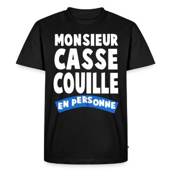 MONSIEUR CASSE COUILLE - T-shirt Premium bio Homme - noir - Devant - Nico (187cm)