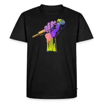 Microphone Coloré Musicien Chanteur - T-shirt Premium bio Homme - noir - Devant - Nico (187cm)