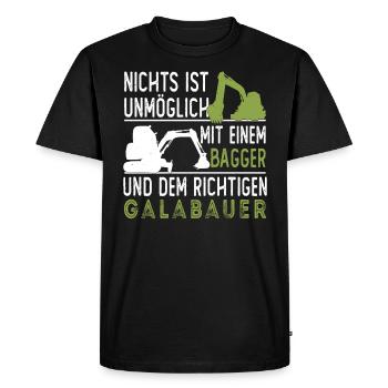Galabauer Landschaftsgärtner Garten Spruch Bagger - Männer Premium Bio T-Shirt - Schwarz - Vorne - Nico (187cm)