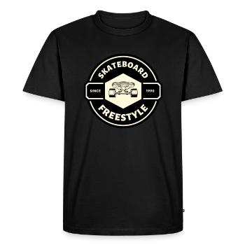 SKATEBOARD FREESTYLE X PLANCHE FACE - T-shirt Premium bio Homme - noir - Devant - Nico (187cm)