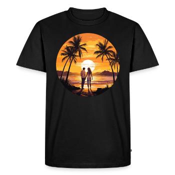 Coucher de soleil sur la plage - T-shirt Premium bio Homme - noir - Devant - Nico (187cm)