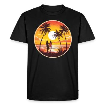 Sunset Beach Couple Romantique - T-shirt Premium bio Homme - noir - Devant - Nico (187cm)