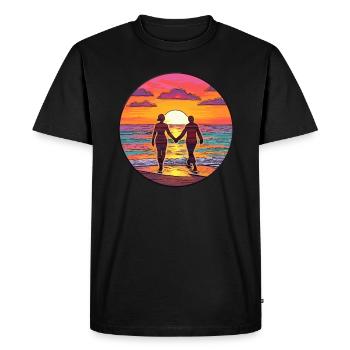 Océan d’amour - T-shirt Premium bio Homme - noir - Devant - Nico (187cm)
