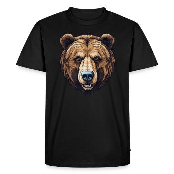 Brown Bear Face - Furry Friend - Men's Premium Organic T-Shirt - black - Front - Nico (187cm)