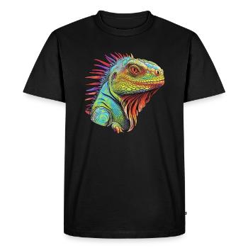 Iguan Vivid Colors - Vivid Mirage - Men's Premium Organic T-Shirt - black - Front - Nico (187cm)