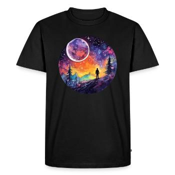 Exploration des surfaces aquarelles - céleste - T-shirt Premium bio Homme - noir - Devant - Nico (187cm)
