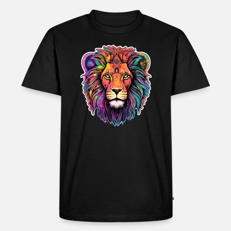 Löwe Himmlisch - Himmlisches Brüllen - Männer Premium Bio T-Shirt - Schwarz