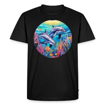 Dolphin - vivid colors - chromatic - Men's Premium Organic T-Shirt - black - Front - Nico (187cm)