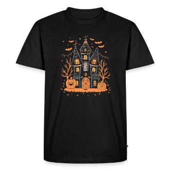 Spooky House Halloween Shirt, Scary - Men's Premium Organic T-Shirt - black - Front - Nico (187cm)