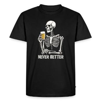 Sarcastic Skeleton Beer T-shirt - Men's Premium Organic T-Shirt - black - Front - Nico (187cm)
