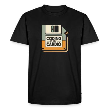 Coding Is My Cardio | Retro Hacker Style - Men's Premium Organic T-Shirt - black - Front - Nico (187cm)